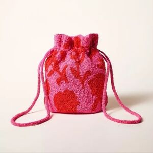 Kate Spade X Target Beaded Classic Rose Drawstring Bucket Bag NWT